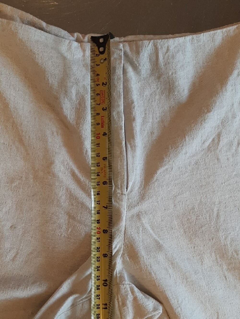 Dalia🤎COTTON/LINEN Vintage Wide-Leg Crop Pants Light Cream/Supple Pattern Sz 12 - Picture 9 of 12